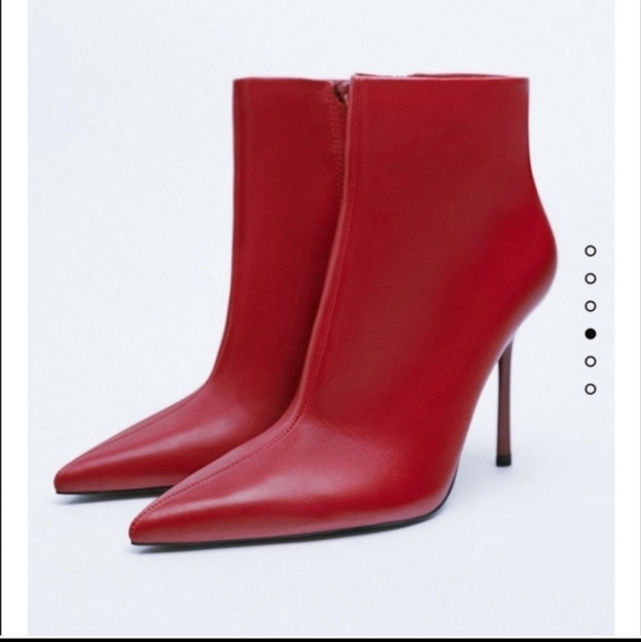 Zara Shoes - Zara Pointed Toe Heeled Ankle Red Boots Size 6